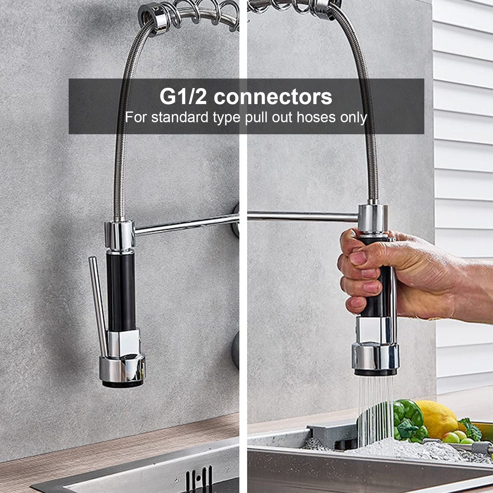 Replacement Spring Kitchen Mixer Tap Stylish Faucet Pull Out Down Sprayer Head for G1/2 Male Head V1294-YM0523-3112220028511