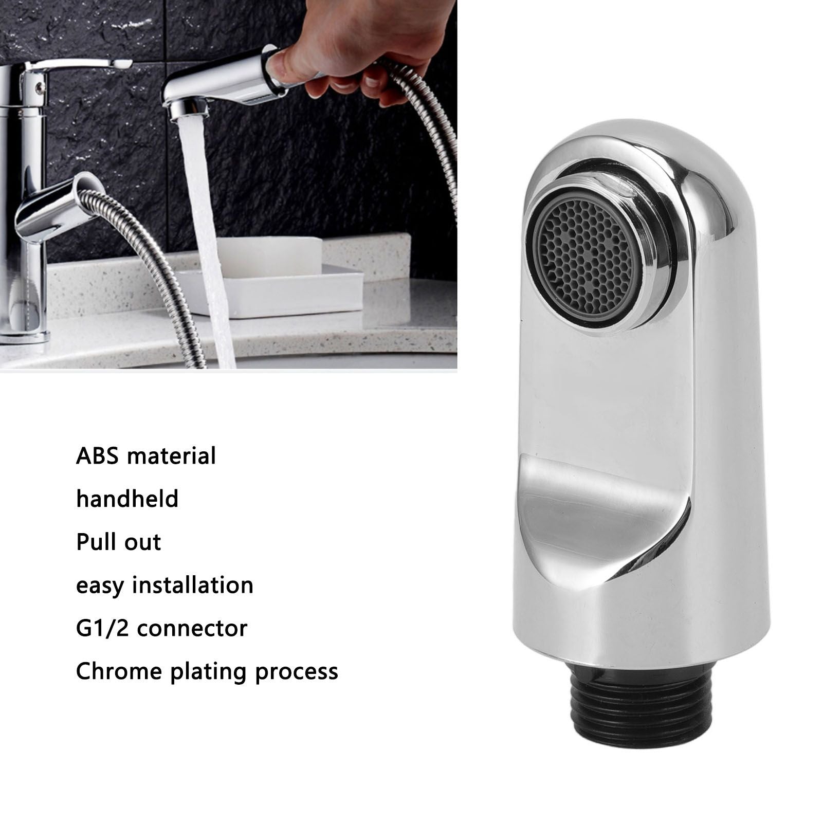 Pull Out Spray Head Chrome Plating Process Handheld Professional Pull Down Faucet Spray Head for G1/2 V1294-YM0523-3112220028711