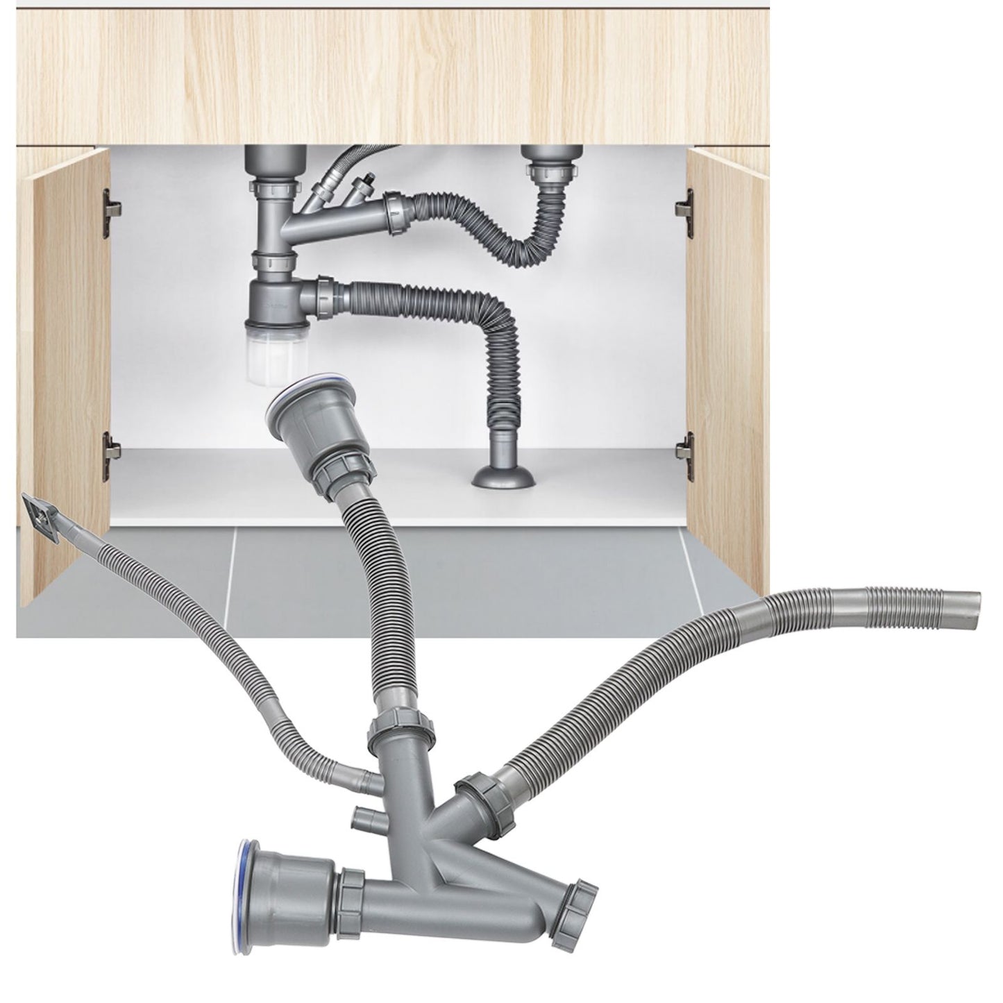 Sink Drain Assembly Kit Quick Connect Functional Bathroom Sink Drain for Home Kitchen V1294-YM0523-3112220029411