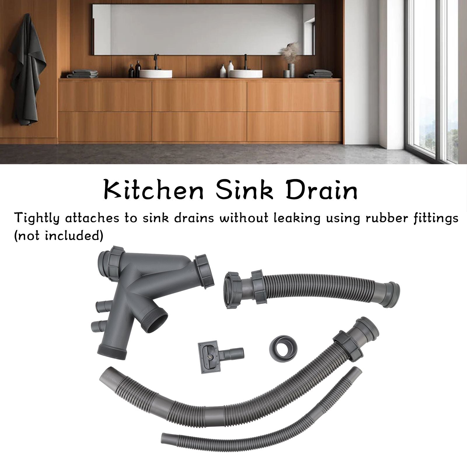 Sink Drain Assembly Kit Quick Connect Functional Bathroom Sink Drain for Home Kitchen V1294-YM0523-3112220029411