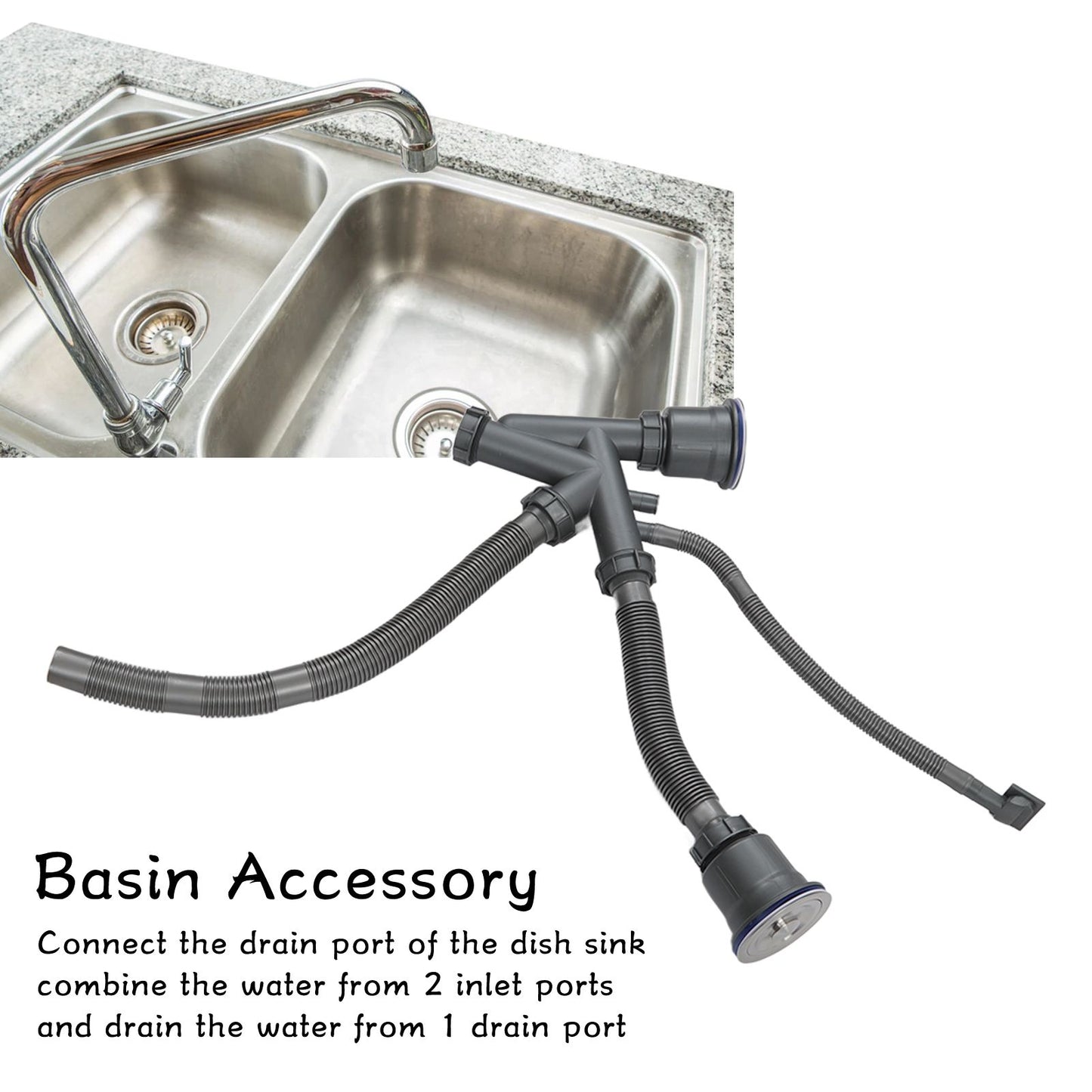 Sink Drain Assembly Kit Quick Connect Functional Bathroom Sink Drain for Home Kitchen V1294-YM0523-3112220029411