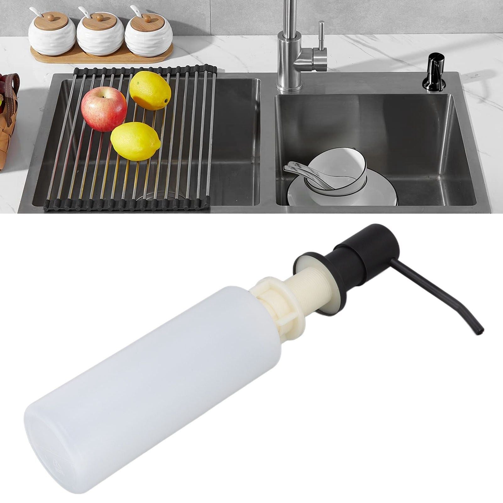 300ml Kitchen Sink Soap Dispenser Stainless Steel 360 degrees Rotation Multifunctional Soap Dispenser for V1294-YM0523-3112220029911