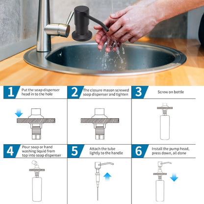 300ml Kitchen Sink Soap Dispenser Stainless Steel 360 degrees Rotation Multifunctional Soap Dispenser for V1294-YM0523-3112220029911