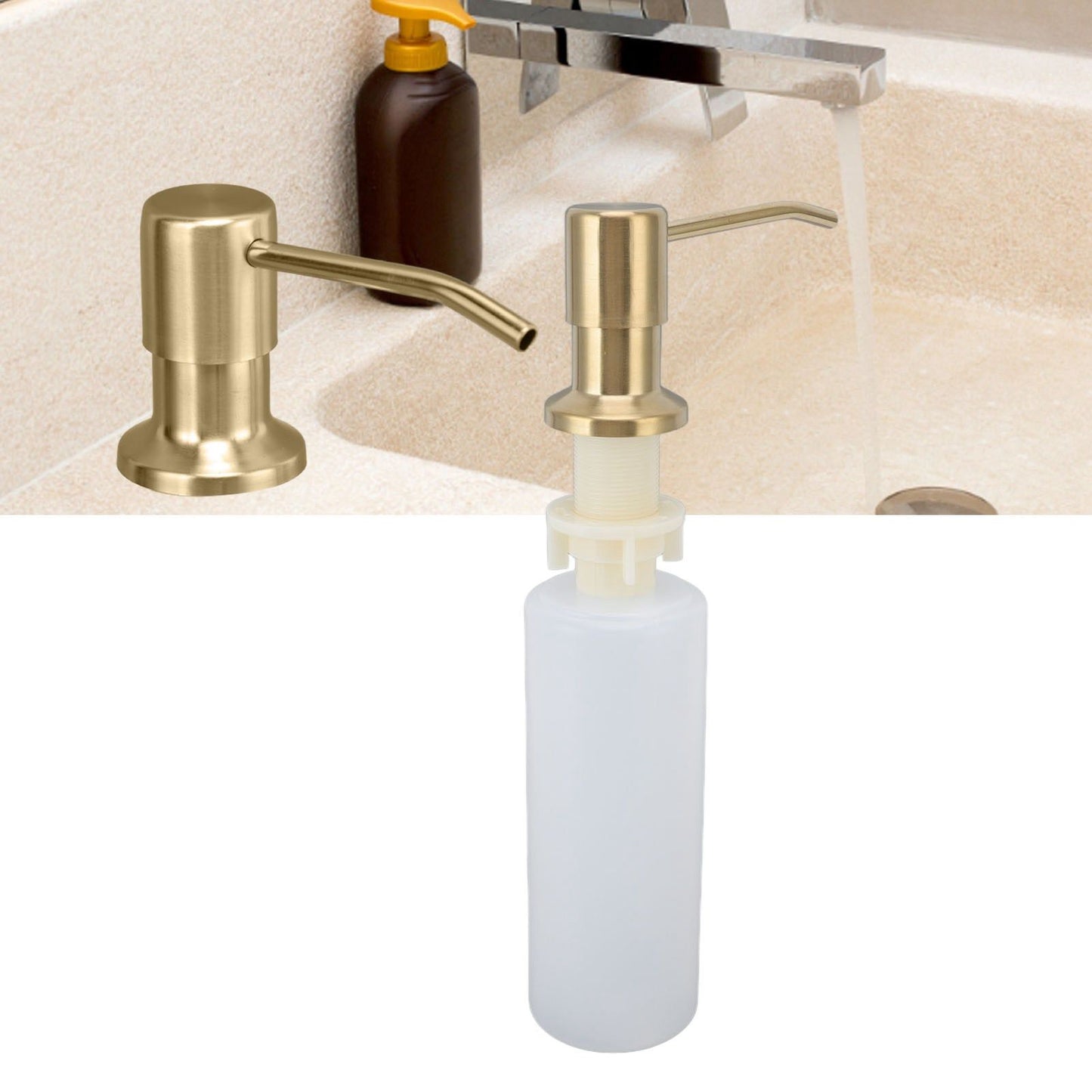 300ml Kitchen Sink Soap Dispenser Stainless Steel 360 degrees Rotation Multifunctional Soap Dispenser for V1294-YM0523-3112220029912