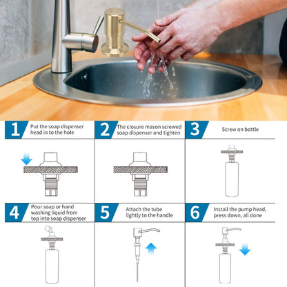 300ml Kitchen Sink Soap Dispenser Stainless Steel 360 degrees Rotation Multifunctional Soap Dispenser for V1294-YM0523-3112220029912