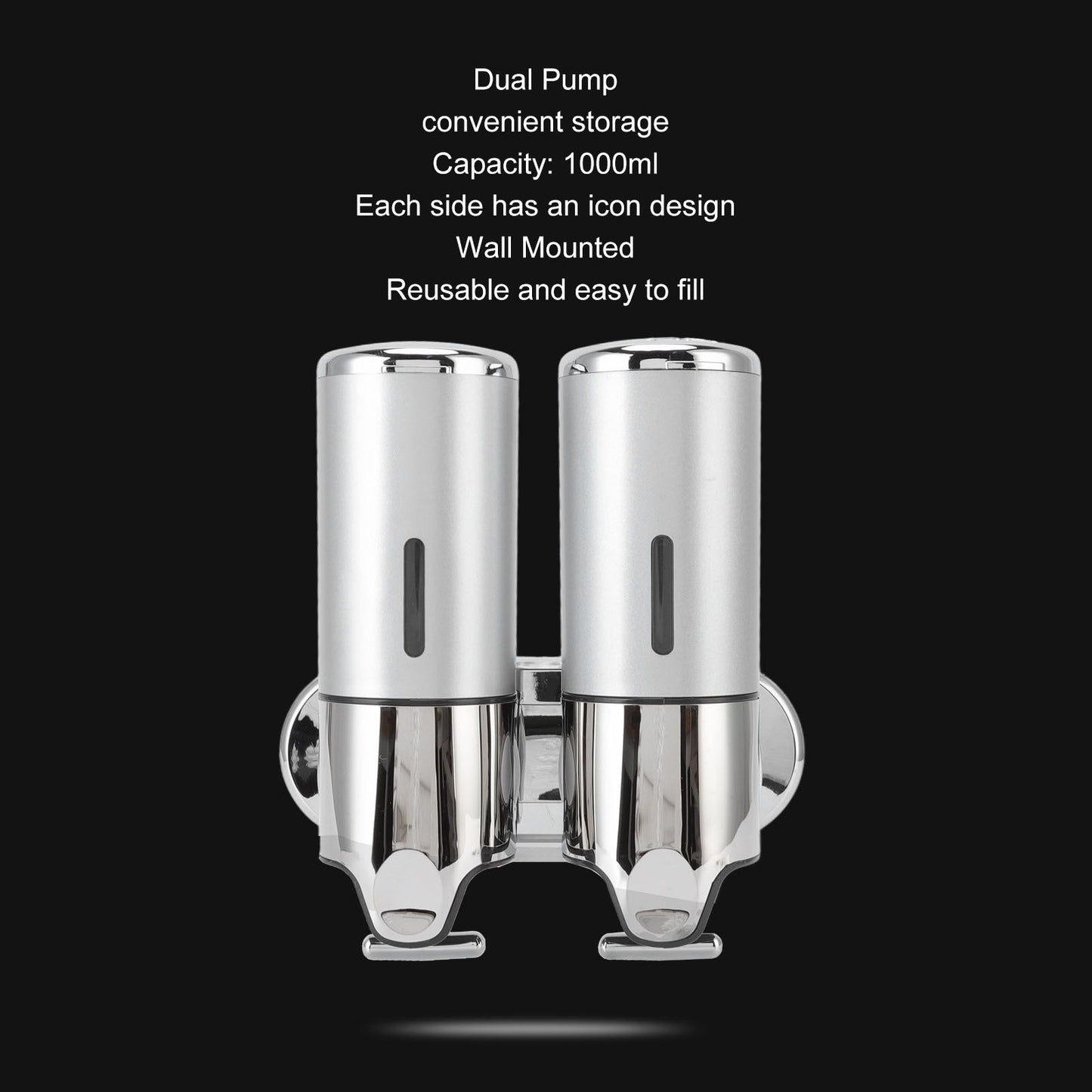 Soap Dispenser Dual Pump 1000ml Wall Mounted Easily Refilled Reusable Shampoo Dispenser for Bathroom Hotel V1294-YM0523-3112220030011