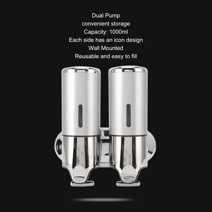 Soap Dispenser Dual Pump 1000ml Wall Mounted Easily Refilled Reusable Shampoo Dispenser for Bathroom Hotel V1294-YM0523-3112220030011