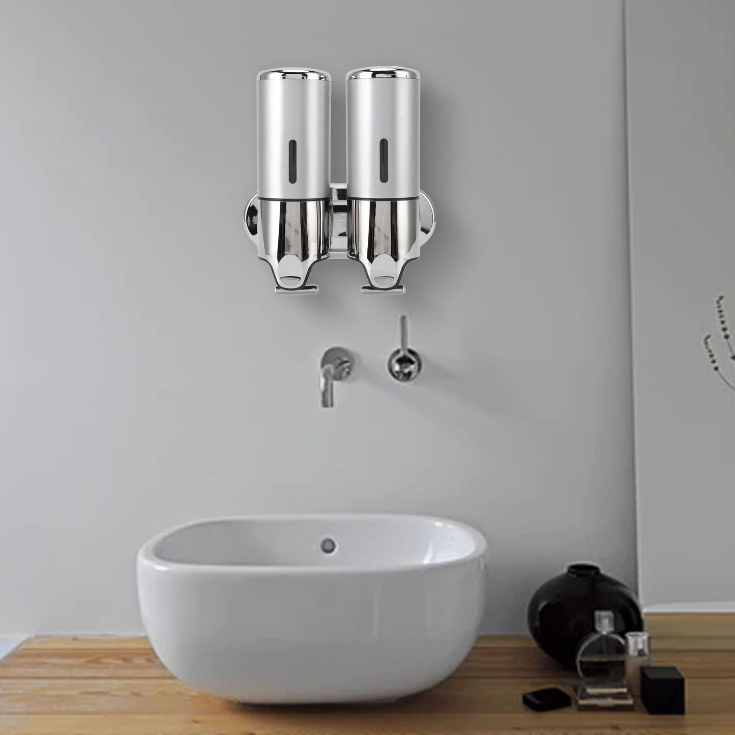 Soap Dispenser Dual Pump 1000ml Wall Mounted Easily Refilled Reusable Shampoo Dispenser for Bathroom Hotel V1294-YM0523-3112220030011