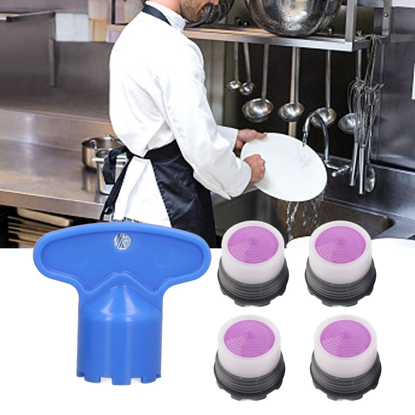 4 Pieces M16.5mm Sink Faucet Aerator 1.2GPM Flow Restrictor Bubble Tap Water Nozzle for Kitchen Bathroom V1294-YM0523-3112220030911