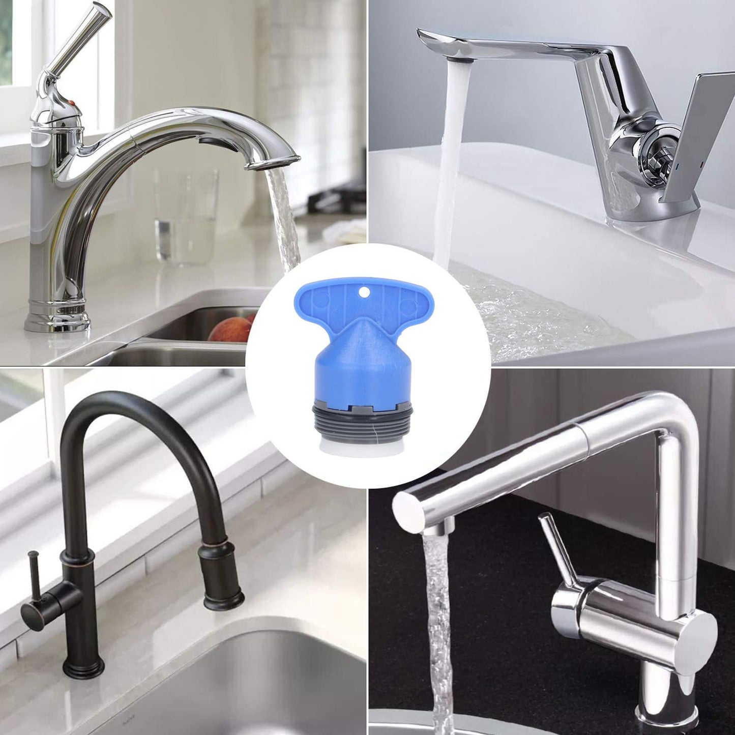 8pcs Faucet Aerator Plastic Insert Water Tap Aerators with Wrenches for Bathroom Kitchen V1294-YM0523-3112220031111