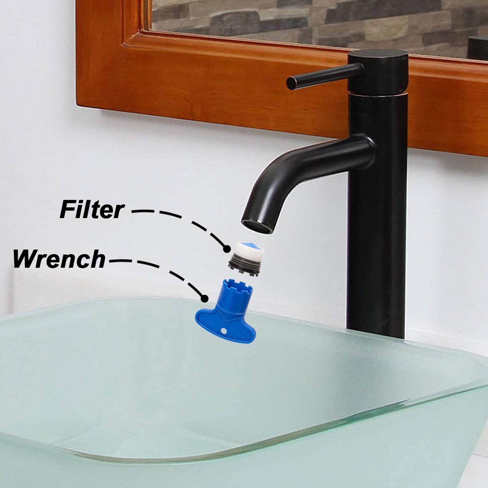8pcs Faucet Aerator Plastic Insert Water Tap Aerators with Wrenches for Bathroom Kitchen V1294-YM0523-3112220031111