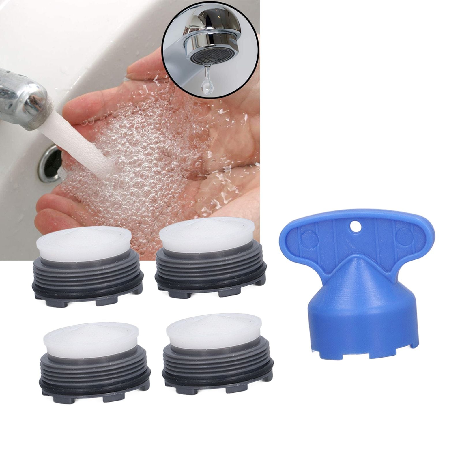 Faucet Aerators Inserted M24mm Faucet Aerators Replacement Parts with Spanner for Bathroom Kitchen Male Thread V1294-YM0523-3112220032311