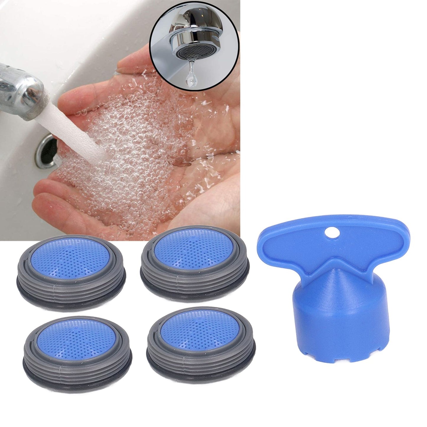 Faucet Aerators Inserted M24mm Faucet Aerators Replacement Parts with Spanner for Bathroom Kitchen Female V1294-YM0523-3112220032312