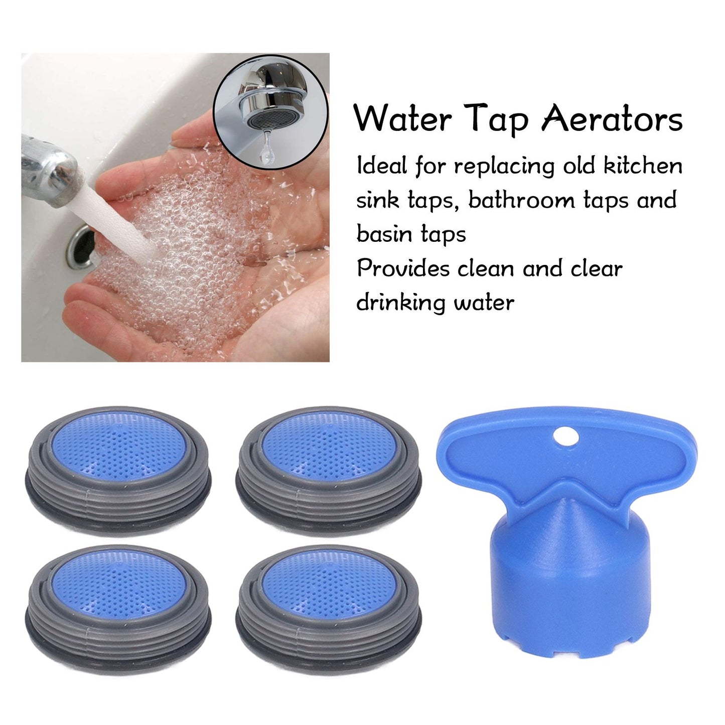 Faucet Aerators Inserted M24mm Faucet Aerators Replacement Parts with Spanner for Bathroom Kitchen Female V1294-YM0523-3112220032312
