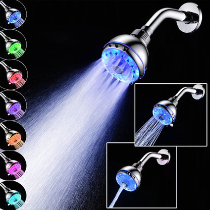 LED Shower Head 7 Color Flash Light Automatically Changing Shower Sprayer with G1/2 External Thread for V1294-YM0523-3112220033611