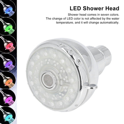 LED Shower Head 7 Color Flash Light Automatically Changing Shower Sprayer with G1/2 External Thread for V1294-YM0523-3112220033611