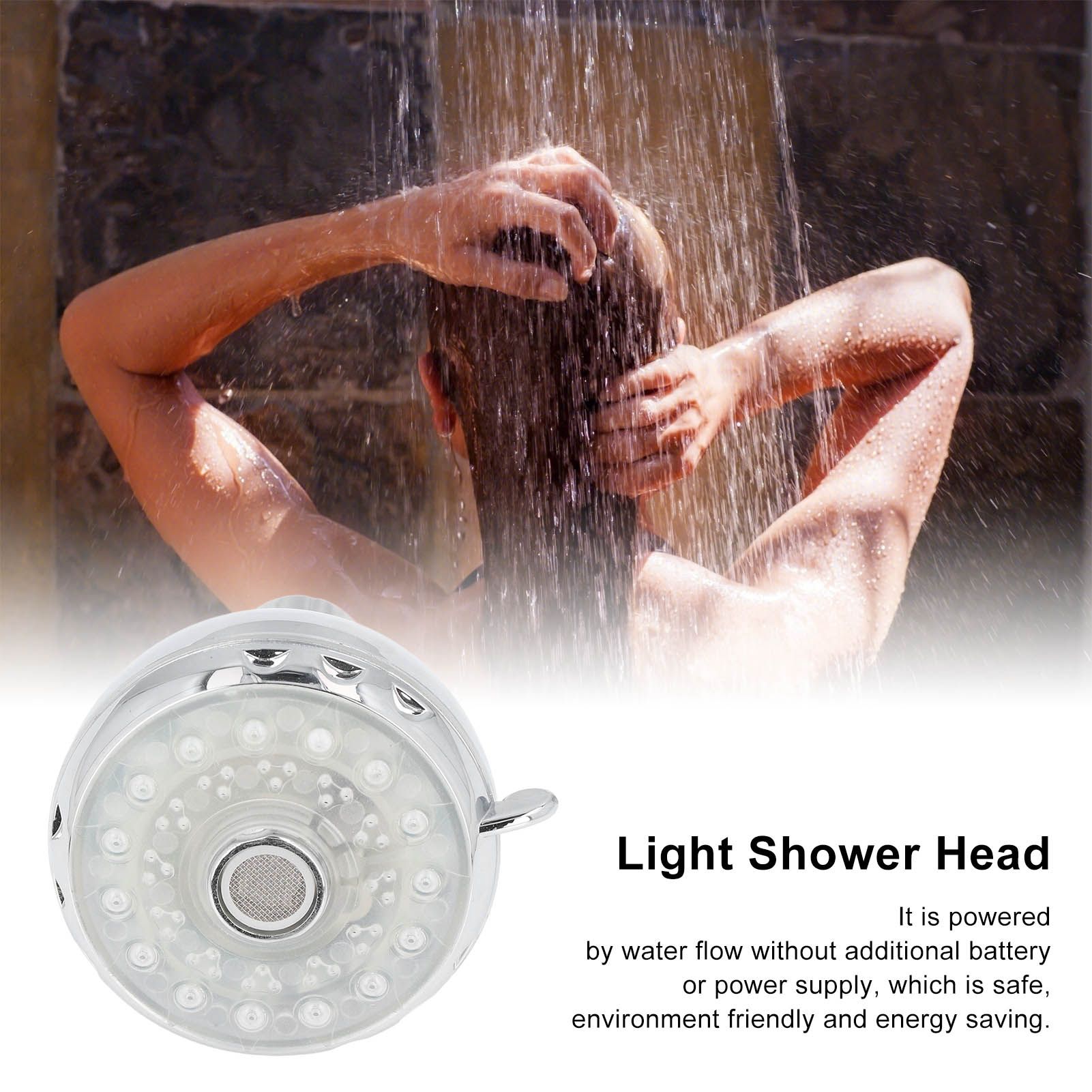 LED Shower Head 7 Color Flash Light Automatically Changing Shower Sprayer with G1/2 External Thread for V1294-YM0523-3112220033611
