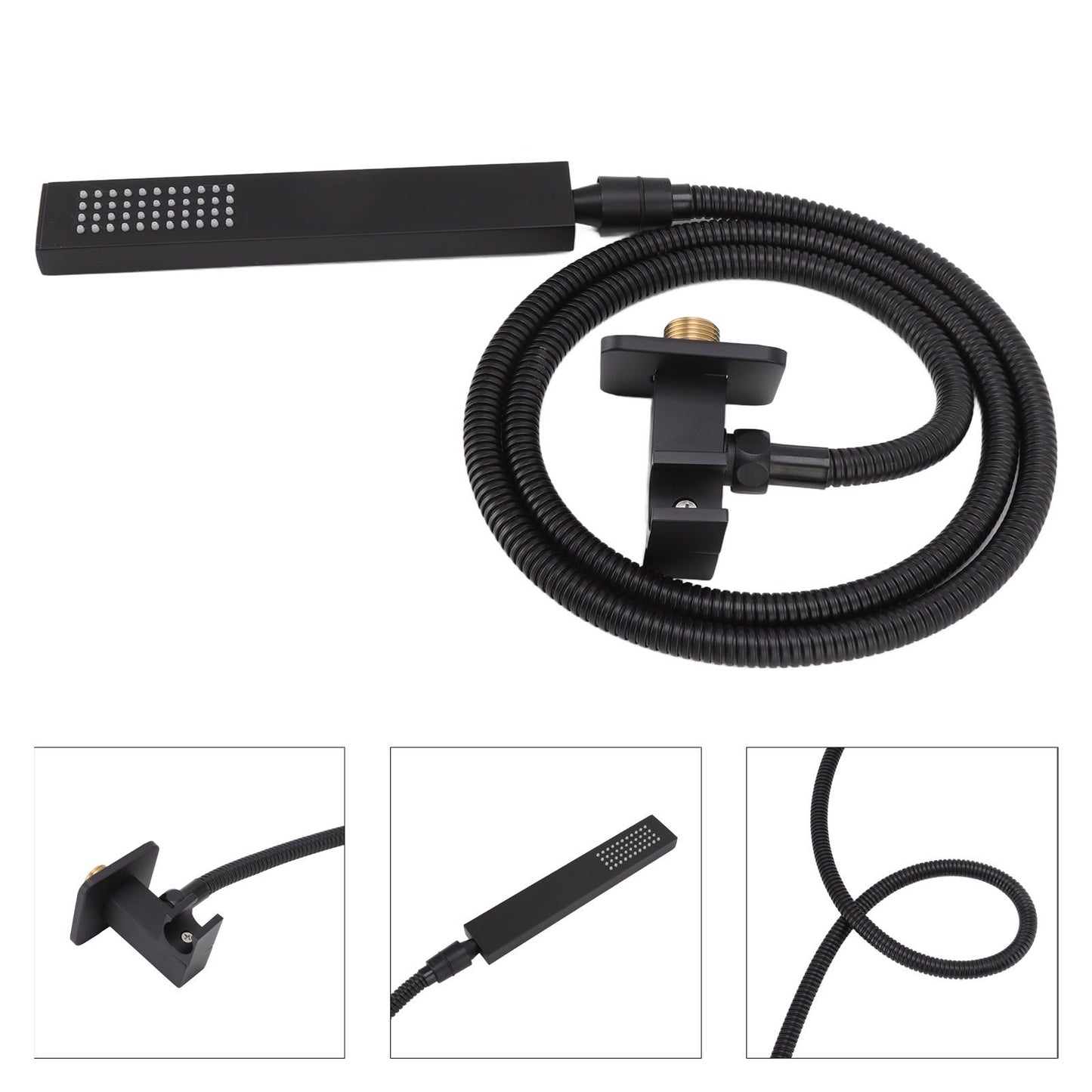 Wall Mounted Shower Set Black High Pressure Shower Head with G1/2 Caliber for Bathroom V1294-YM0523-3112220034411