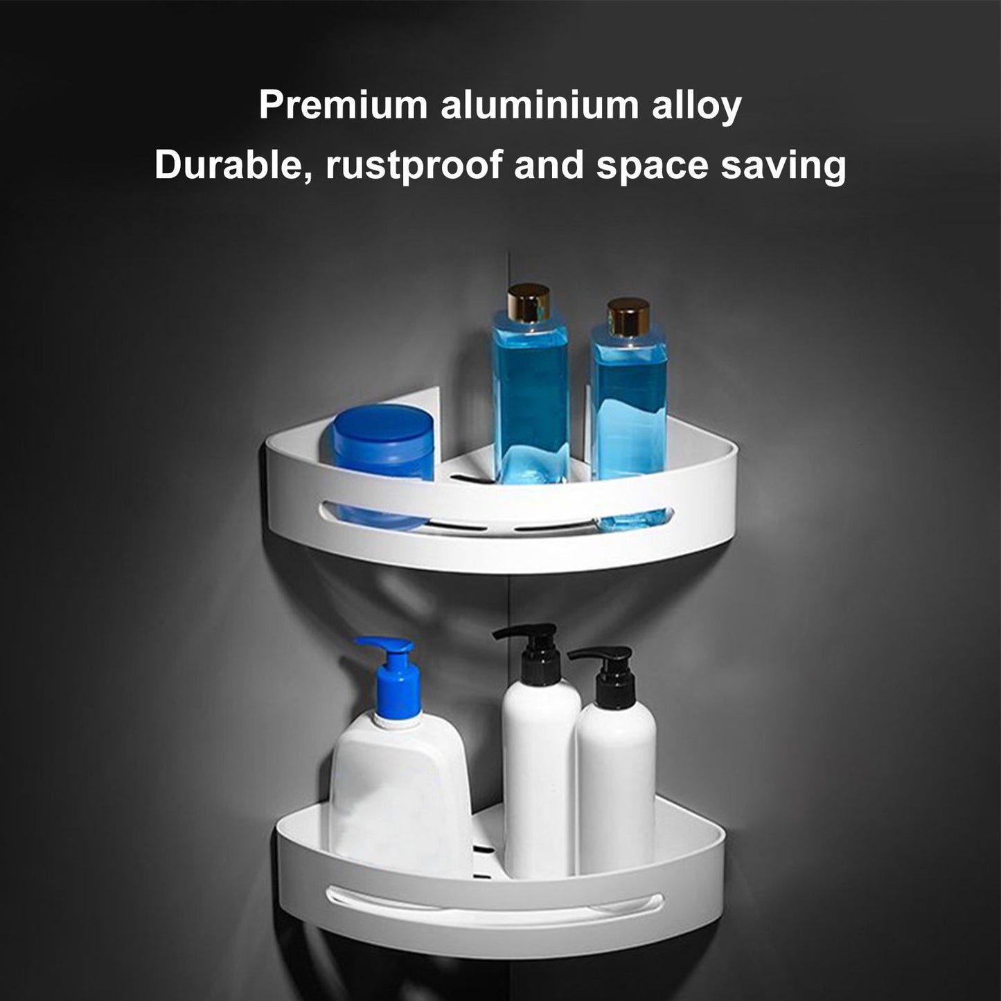 Shower Corner Organizer Aluminium Alloy Durable Rustproof Widely Used Easy Installation Corner Shower Caddy V1294-YM0523-3112220034711