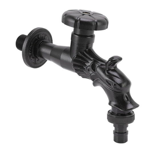 Copper Bathroom Sink Faucets Antique Efficient Multipurpose Engraved Retro Faucet for Bathroom Outdoor Black V1294-YM0523-3112220035611