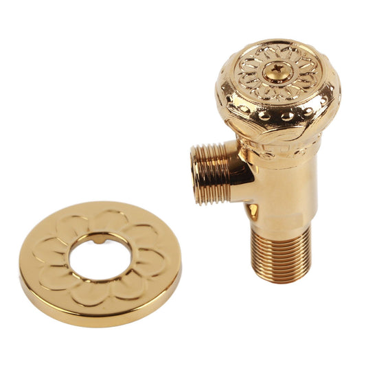 Angle Stop Valve Gold Antique Full Copper Carving Thicken Cold Hot Faucet Water Stop Valve for Bathroom V1294-YM0523-3112220035911