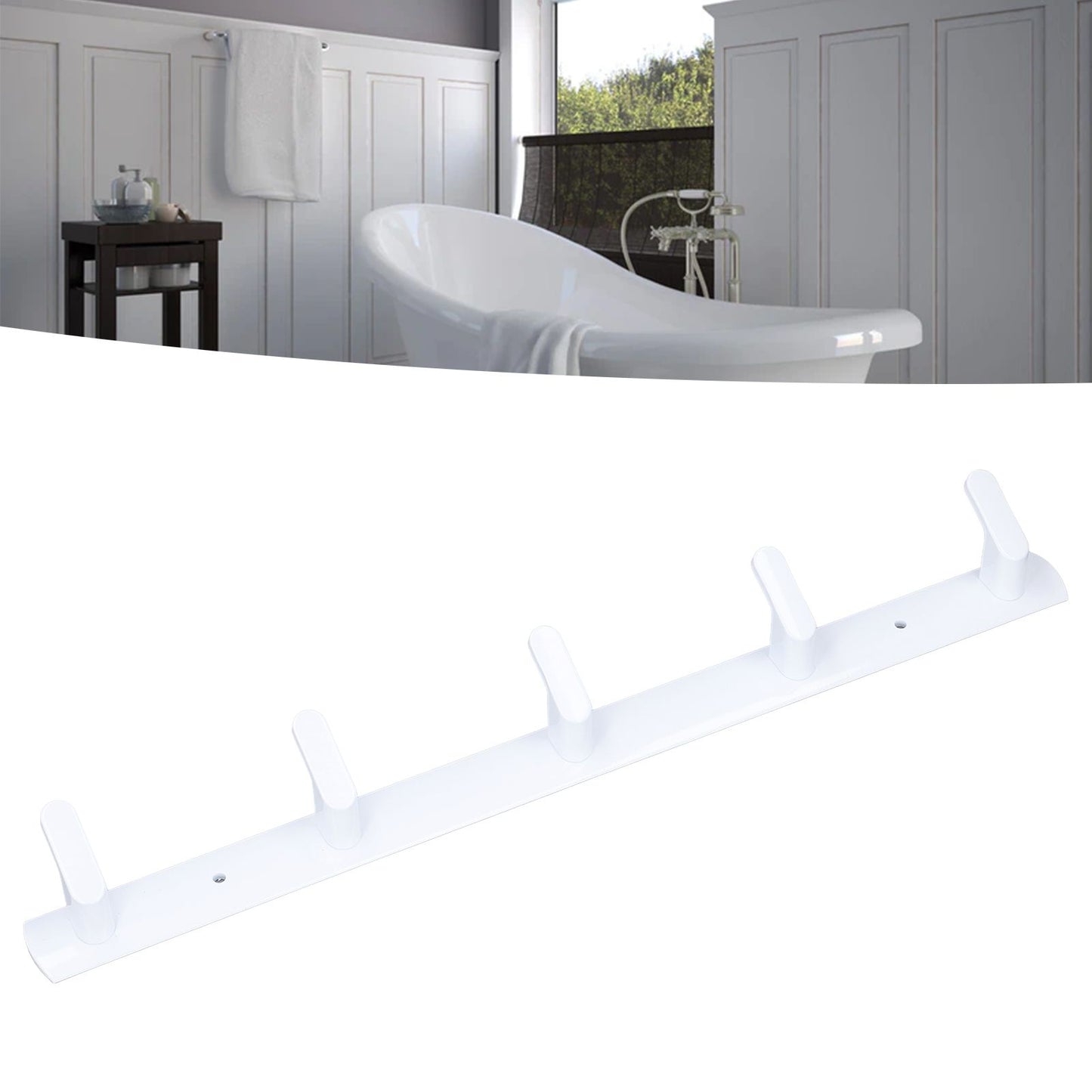 Wall Mounted Coat Rack Modern Stylish Coat Hanger Rack with 5 Hooks for Bathroom Living Room White V1294-YM0523-3112220037311