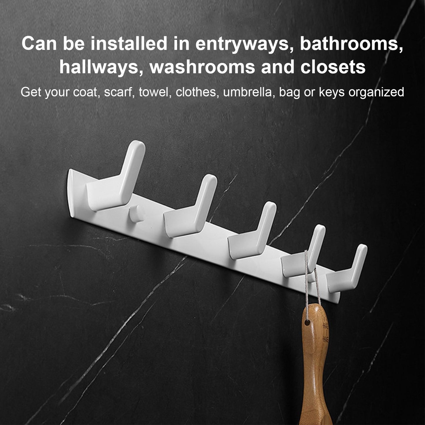 Wall Mounted Coat Rack Modern Stylish Coat Hanger Rack with 5 Hooks for Bathroom Living Room White V1294-YM0523-3112220037311