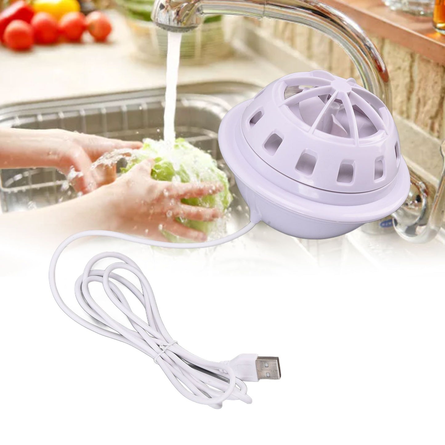Mini Ultrasonic Dishwasher Portable USB Household Fruit Dishwasher for Home KitchenWhite V1294-YM0523-3113210186111