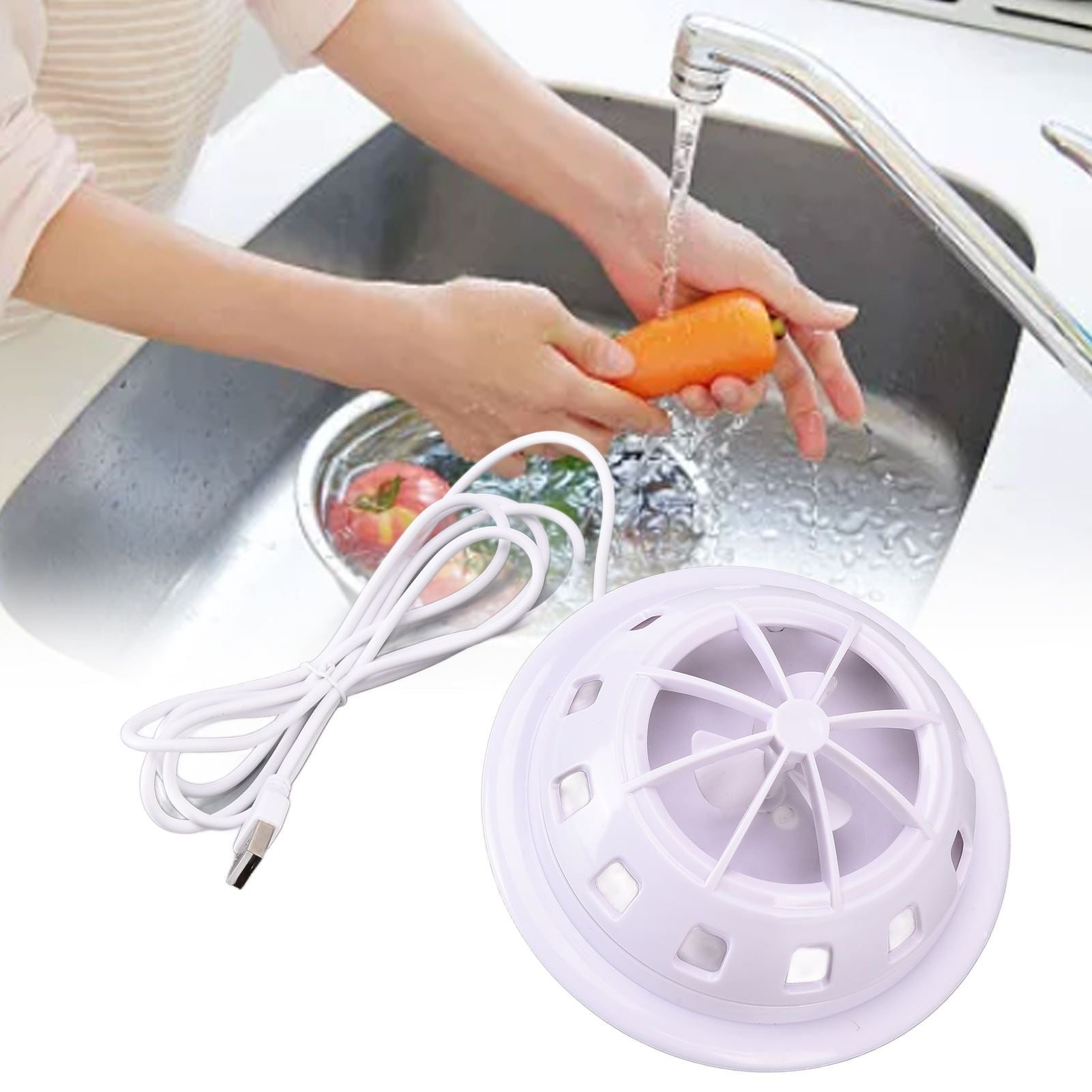 Mini Ultrasonic Dishwasher Portable USB Household Fruit Dishwasher for Home KitchenWhite V1294-YM0523-3113210186111