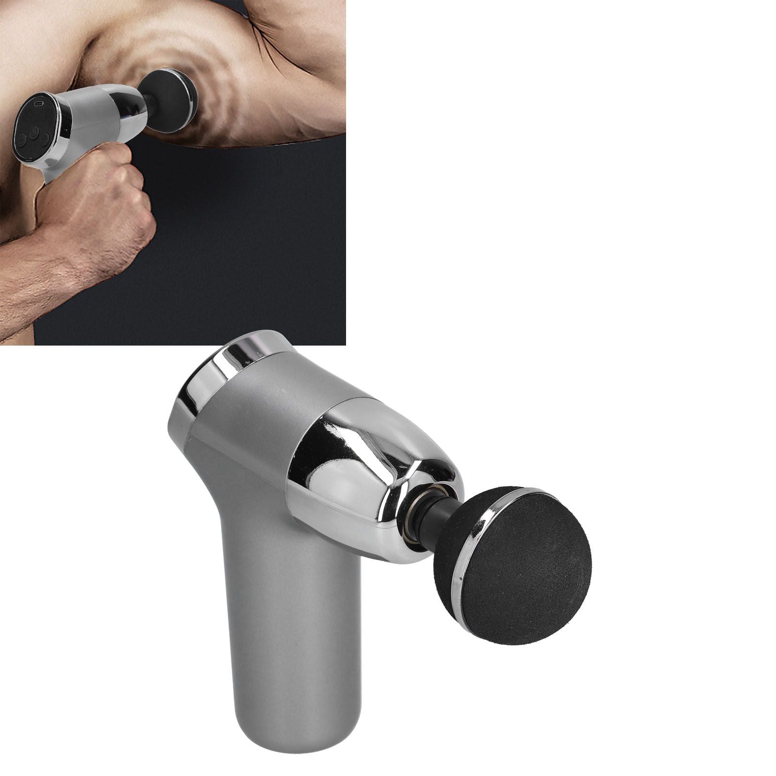 Mini Electric Muscle Massager with 20 Gears Adjustment Vibration Relaxation Equipment USB Charging Gray V1294-YM0523-3113210224411