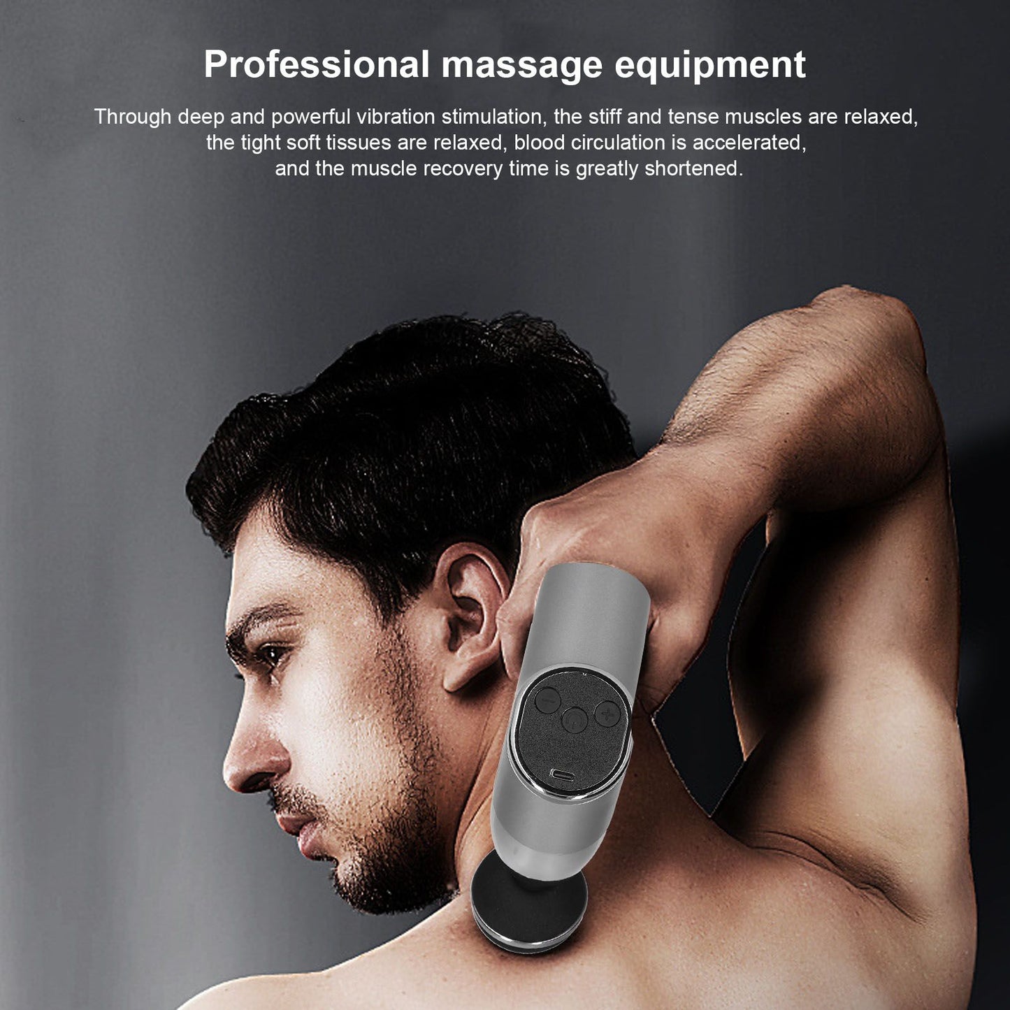 Mini Electric Muscle Massager with 20 Gears Adjustment Vibration Relaxation Equipment USB Charging Gray V1294-YM0523-3113210224411