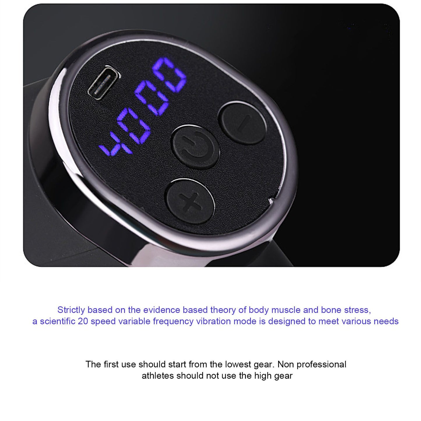 Mini Electric Muscle Massager with 20 Gears Adjustment Vibration Relaxation Equipment USB Charging Gray V1294-YM0523-3113210224411