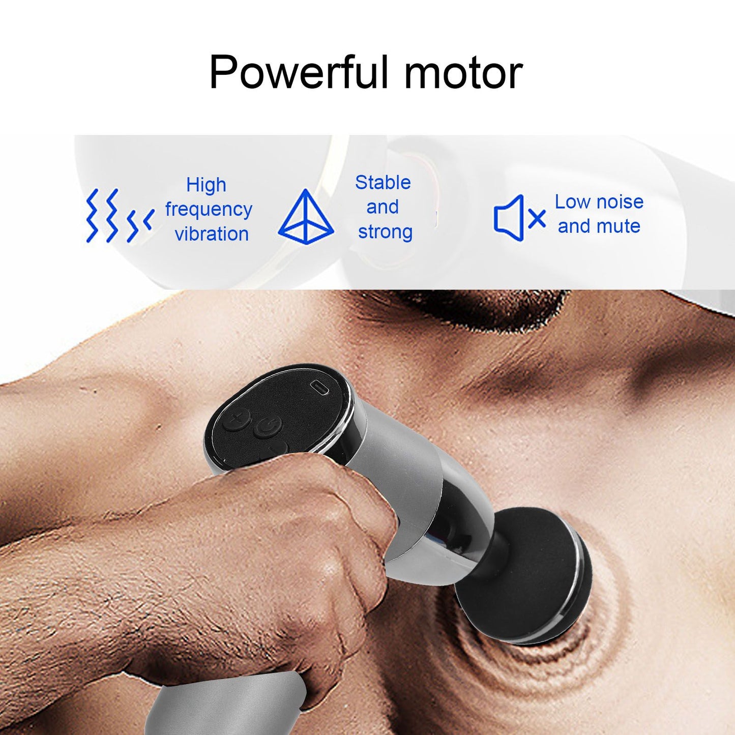 Mini Electric Muscle Massager with 20 Gears Adjustment Vibration Relaxation Equipment USB Charging Gray V1294-YM0523-3113210224411