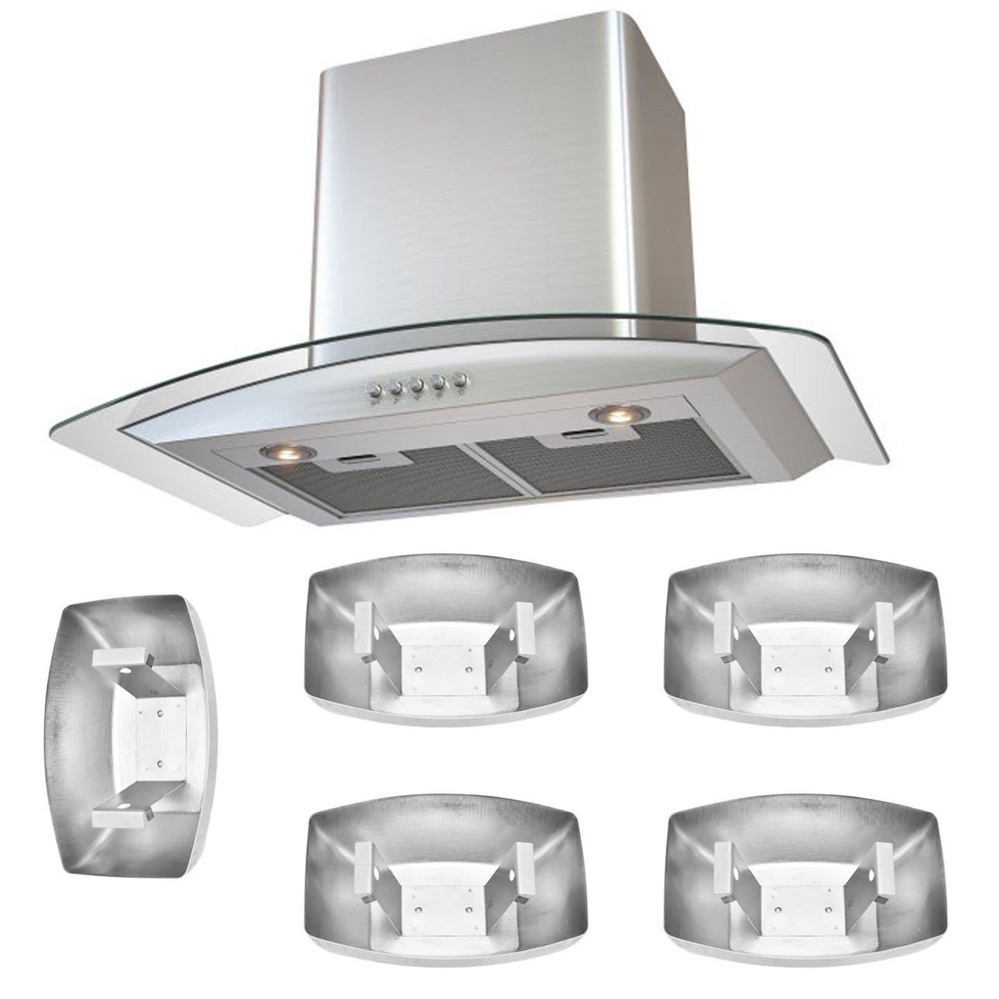 5pcs Range Hood Oil Box Adjustable Stainless Steel Kitchen Range Hood Oil Collecting Cup V1294-YM0523-3113210232711