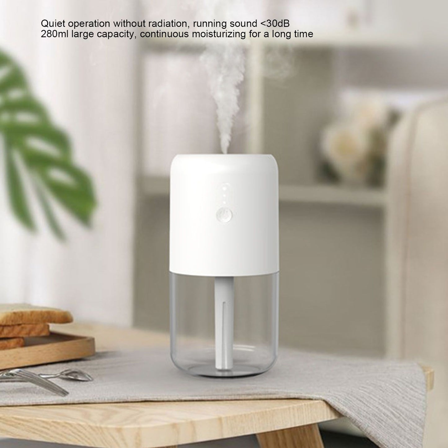 280ml Single Spray Humidifier Small Mist Quiet Operation with Warm Atmosphere Light for Car Home Office V1294-YM0523-3113210238911