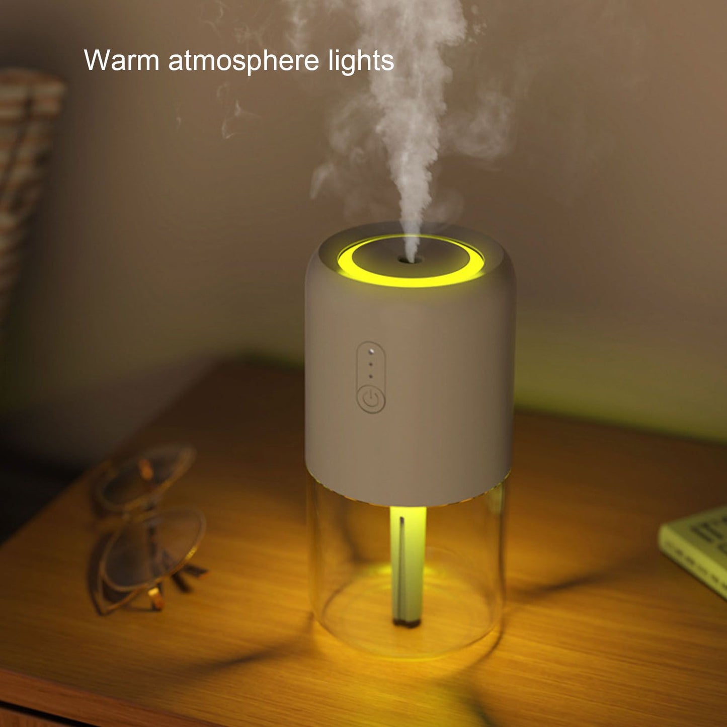 280ml Single Spray Humidifier Small Mist Quiet Operation with Warm Atmosphere Light for Car Home Office V1294-YM0523-3113210238911