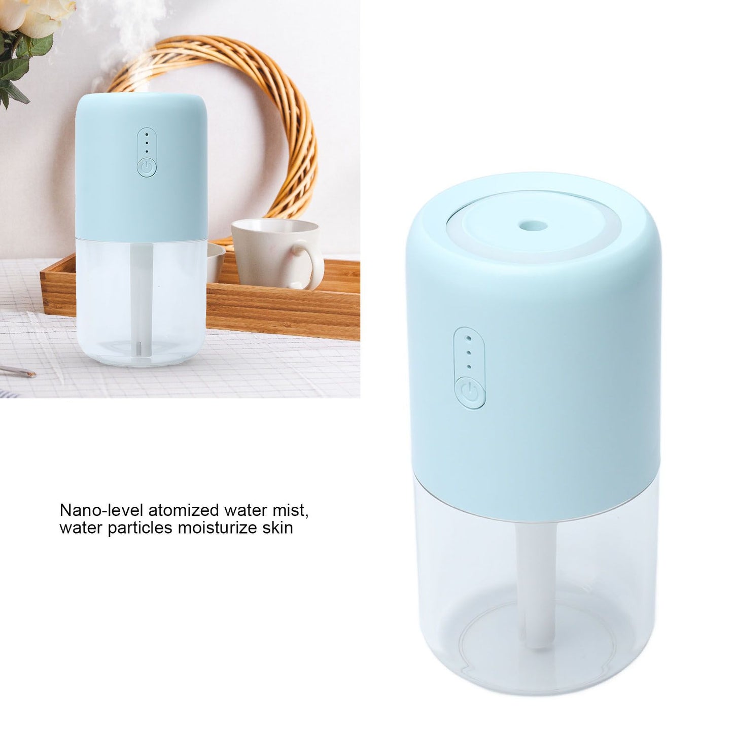 280ml Single Spray Humidifier Small Mist Quiet Operation with Warm Atmosphere Light for Car Home Office V1294-YM0523-3113210238912
