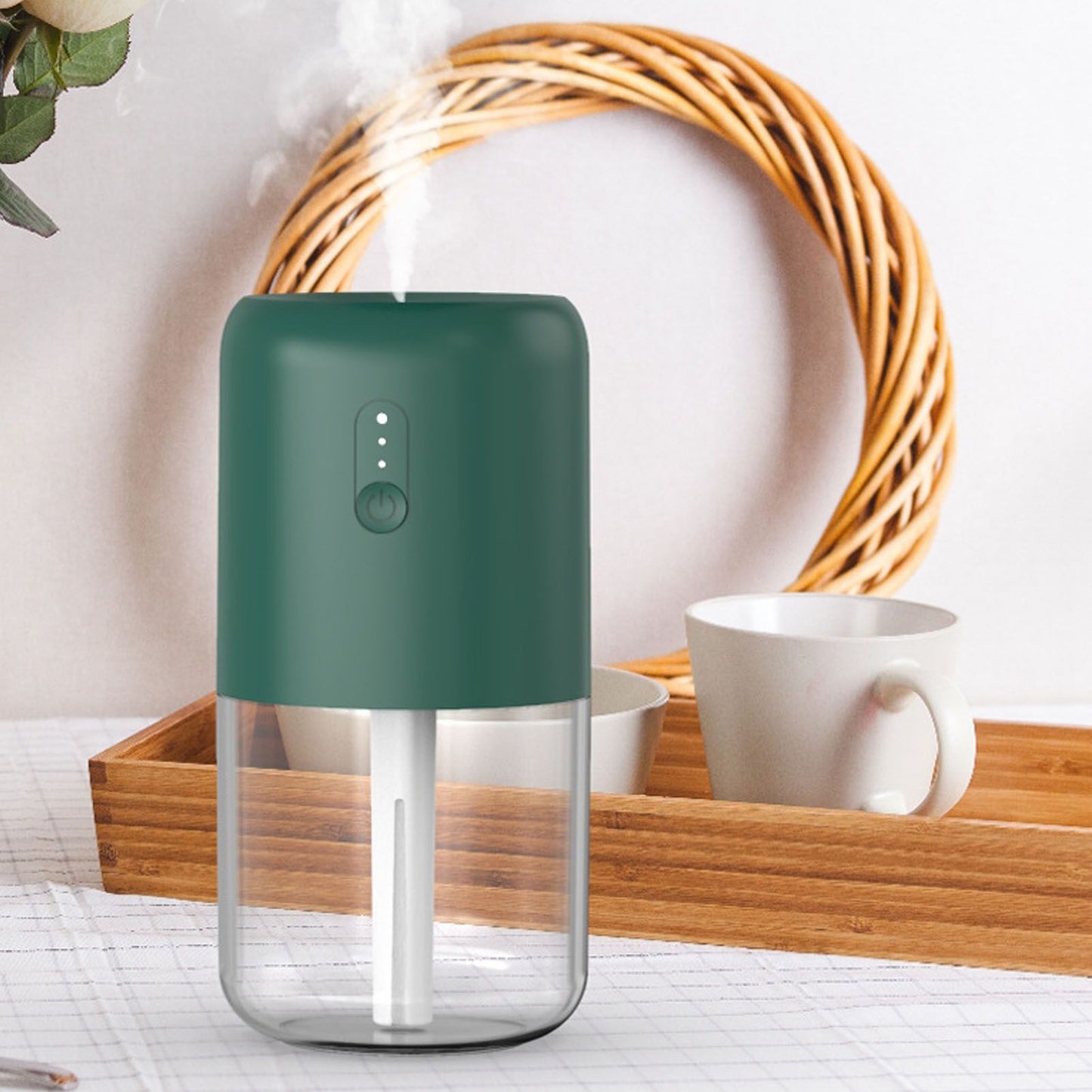 280ml Single Spray Humidifier Small Mist Quiet Operation with Warm Atmosphere Light for Car Home Office V1294-YM0523-3113210238913