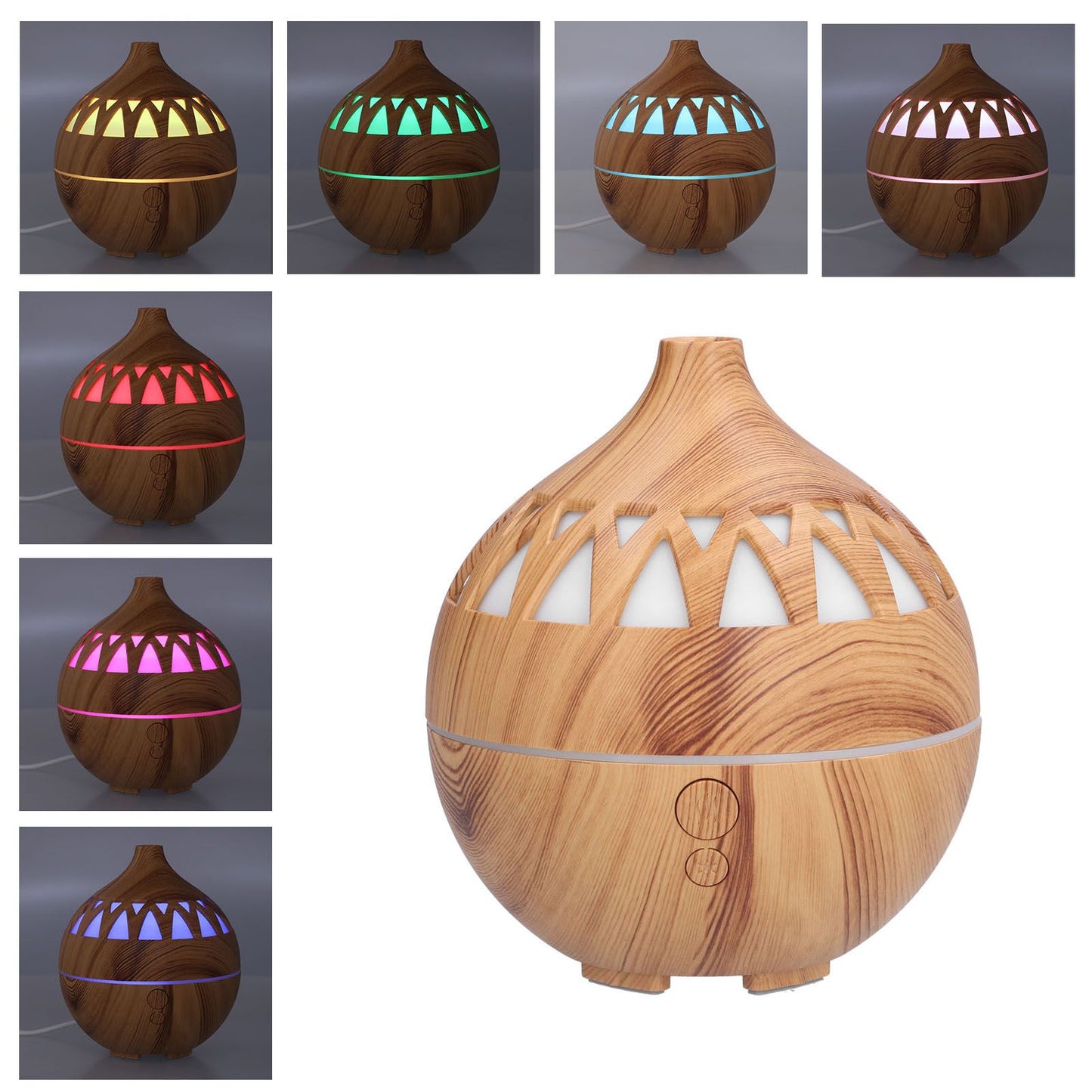 180ml Hollow Humidifier USB Powered Wood Grain Aroma Air Humidifier Night Light Humidifier V1294-YM0523-3113210240111