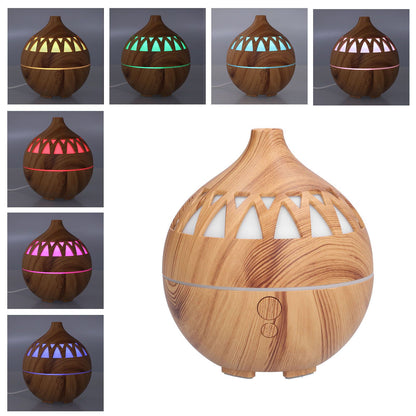 180ml Hollow Humidifier USB Powered Wood Grain Aroma Air Humidifier Night Light Humidifier V1294-YM0523-3113210240111