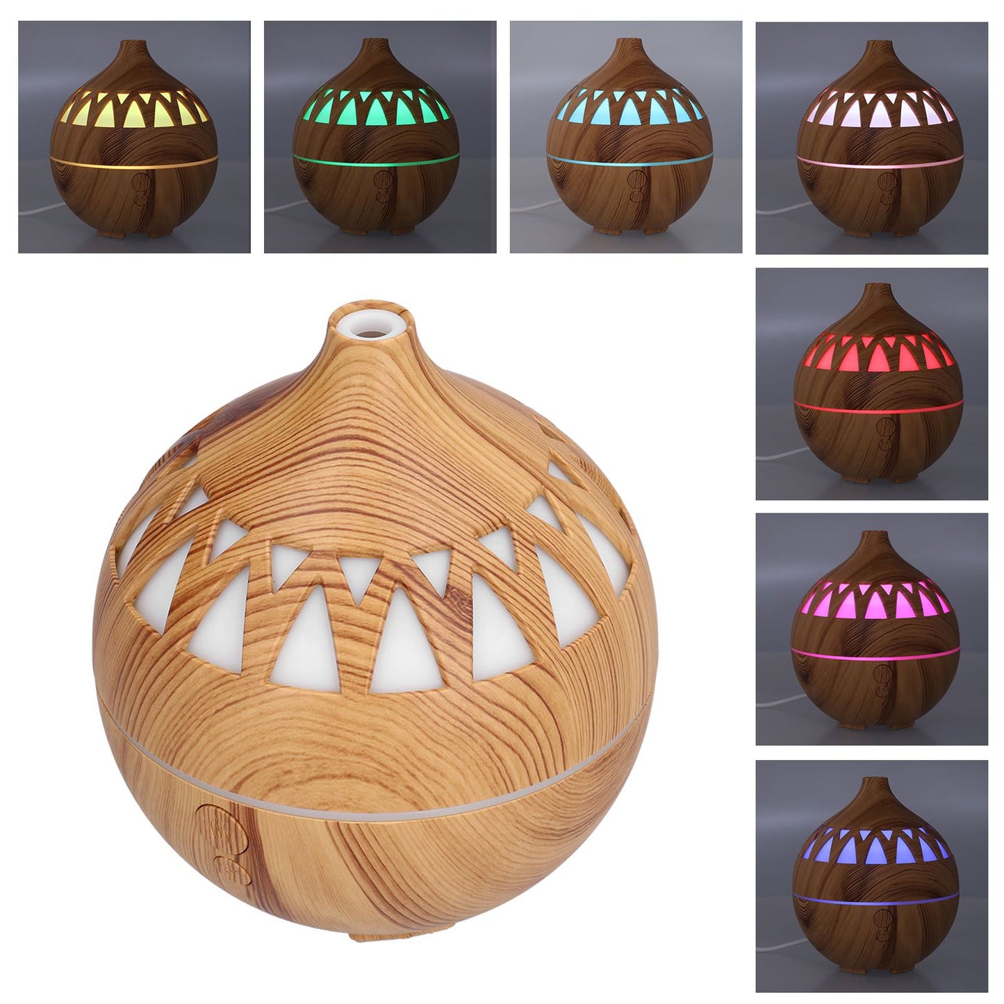 180ml Hollow Humidifier USB Powered Wood Grain Aroma Air Humidifier Night Light Humidifier V1294-YM0523-3113210240111