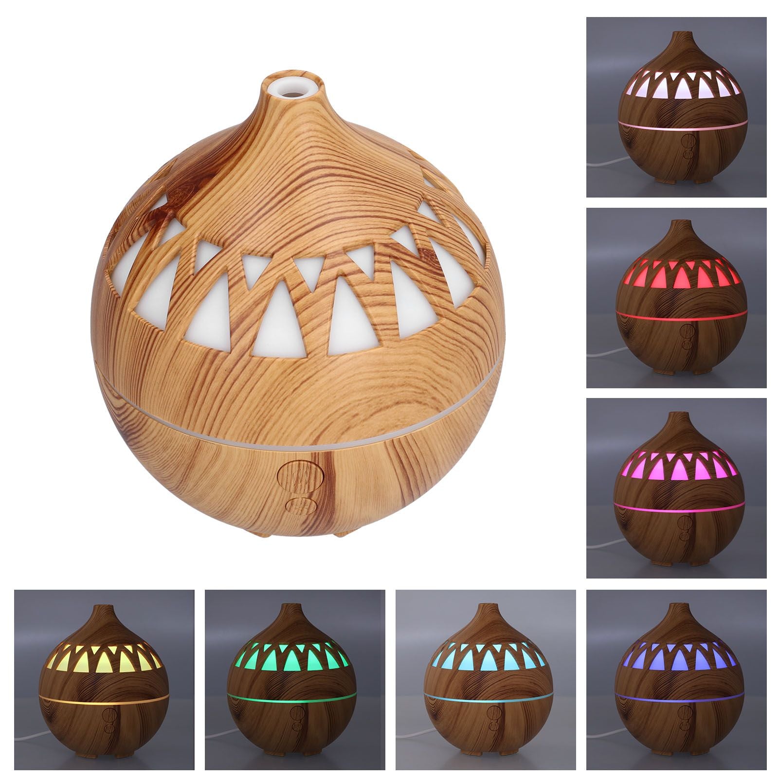 180ml Hollow Humidifier USB Powered Wood Grain Aroma Air Humidifier Night Light Humidifier V1294-YM0523-3113210240111