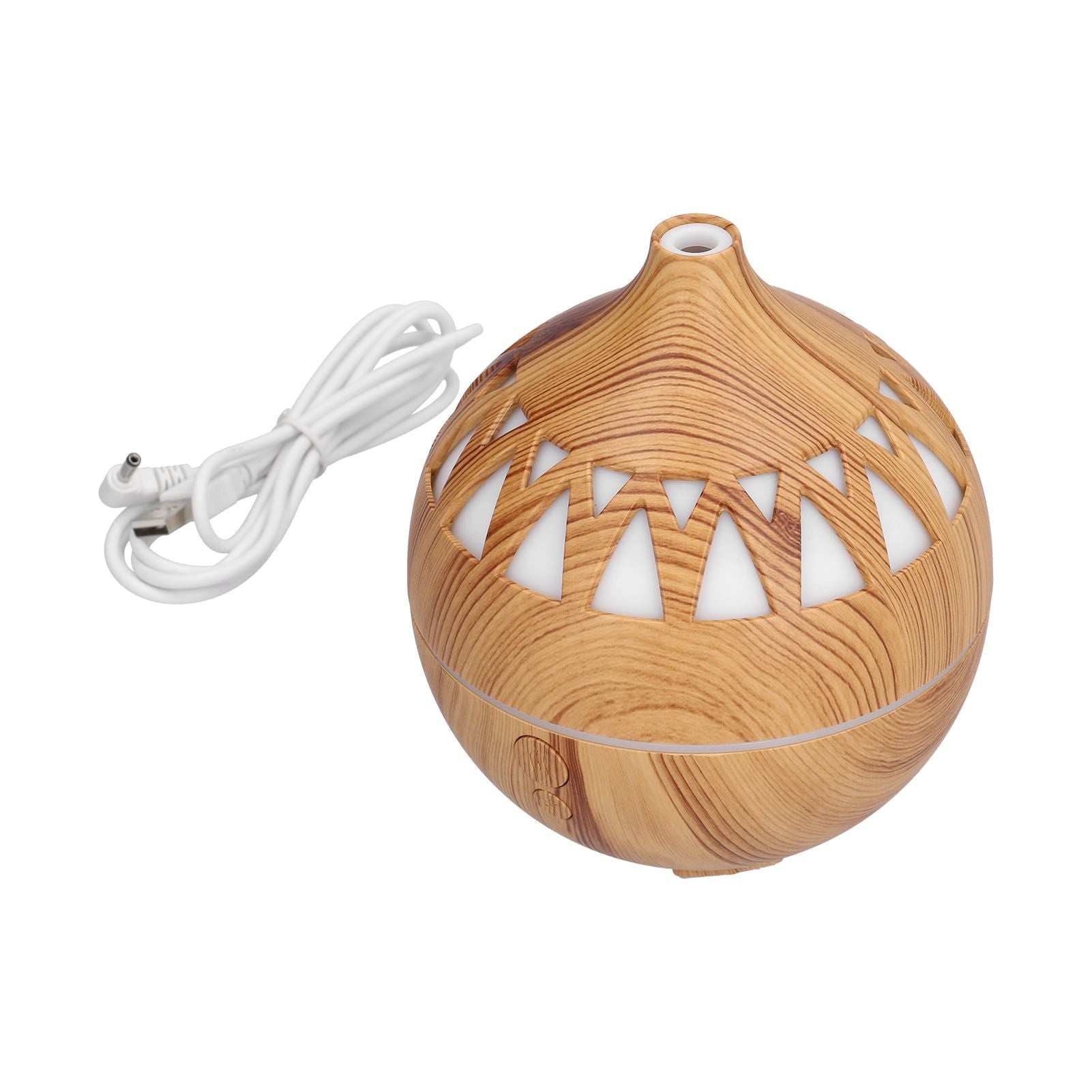 180ml Hollow Humidifier USB Powered Wood Grain Aroma Air Humidifier Night Light Humidifier V1294-YM0523-3113210240111