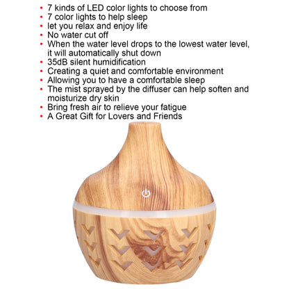 300ml Wood Grain Aroma Diffuser USB Air Purification Aromatherapy Humidifier for Home V1294-YM0523-3113210241111