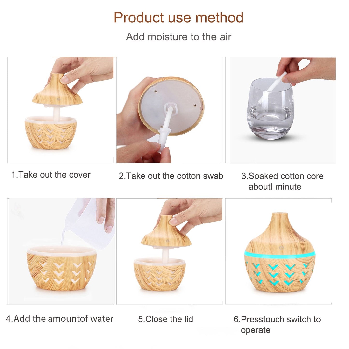 300ml Wood Grain Aroma Diffuser USB Air Purification Aromatherapy Humidifier for Home V1294-YM0523-3113210241111