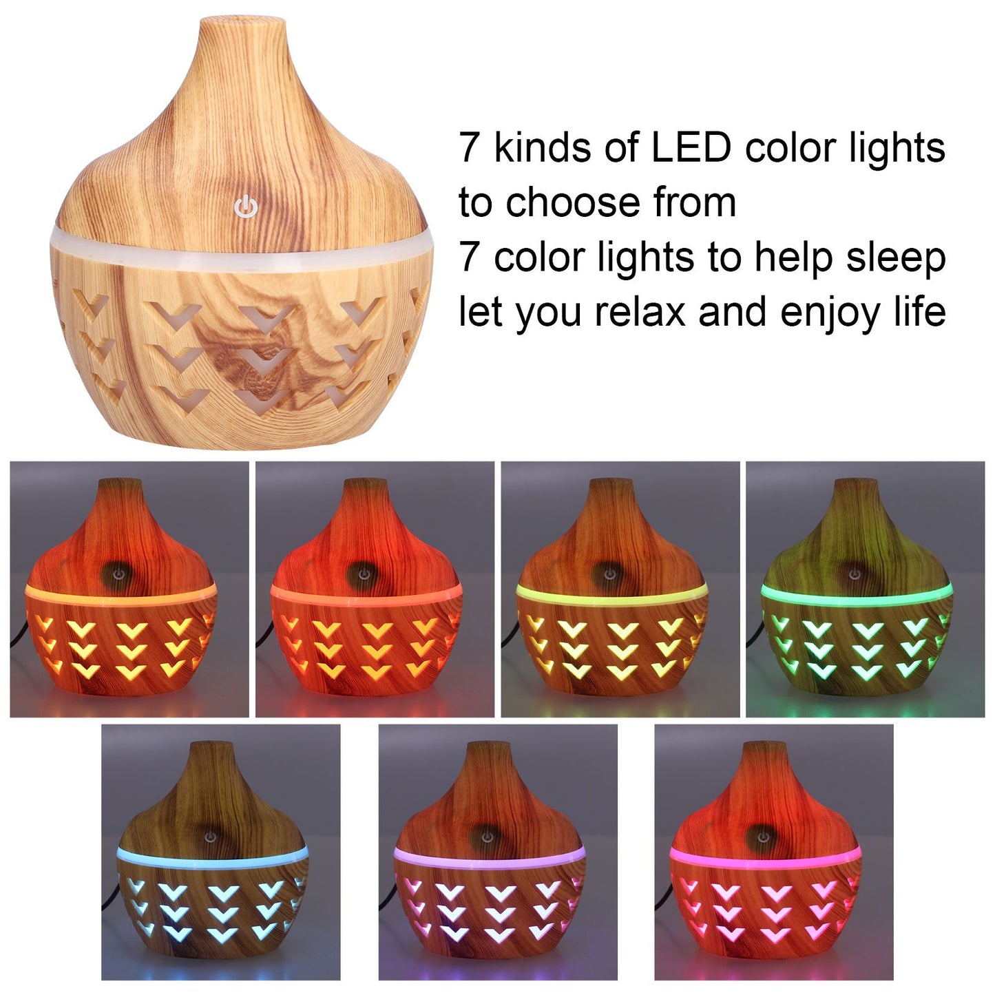 300ml Wood Grain Aroma Diffuser USB Air Purification Aromatherapy Humidifier for Home V1294-YM0523-3113210241111