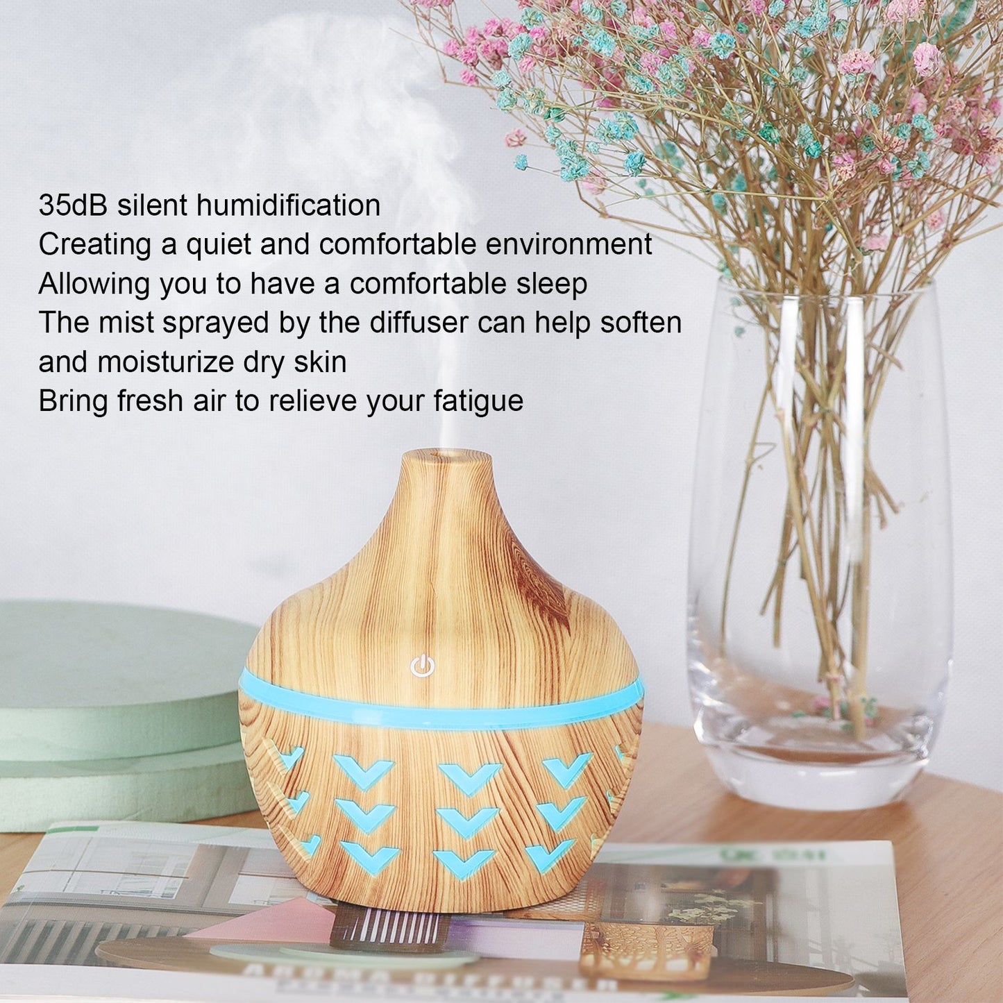300ml Wood Grain Aroma Diffuser USB Air Purification Aromatherapy Humidifier for Home V1294-YM0523-3113210241111