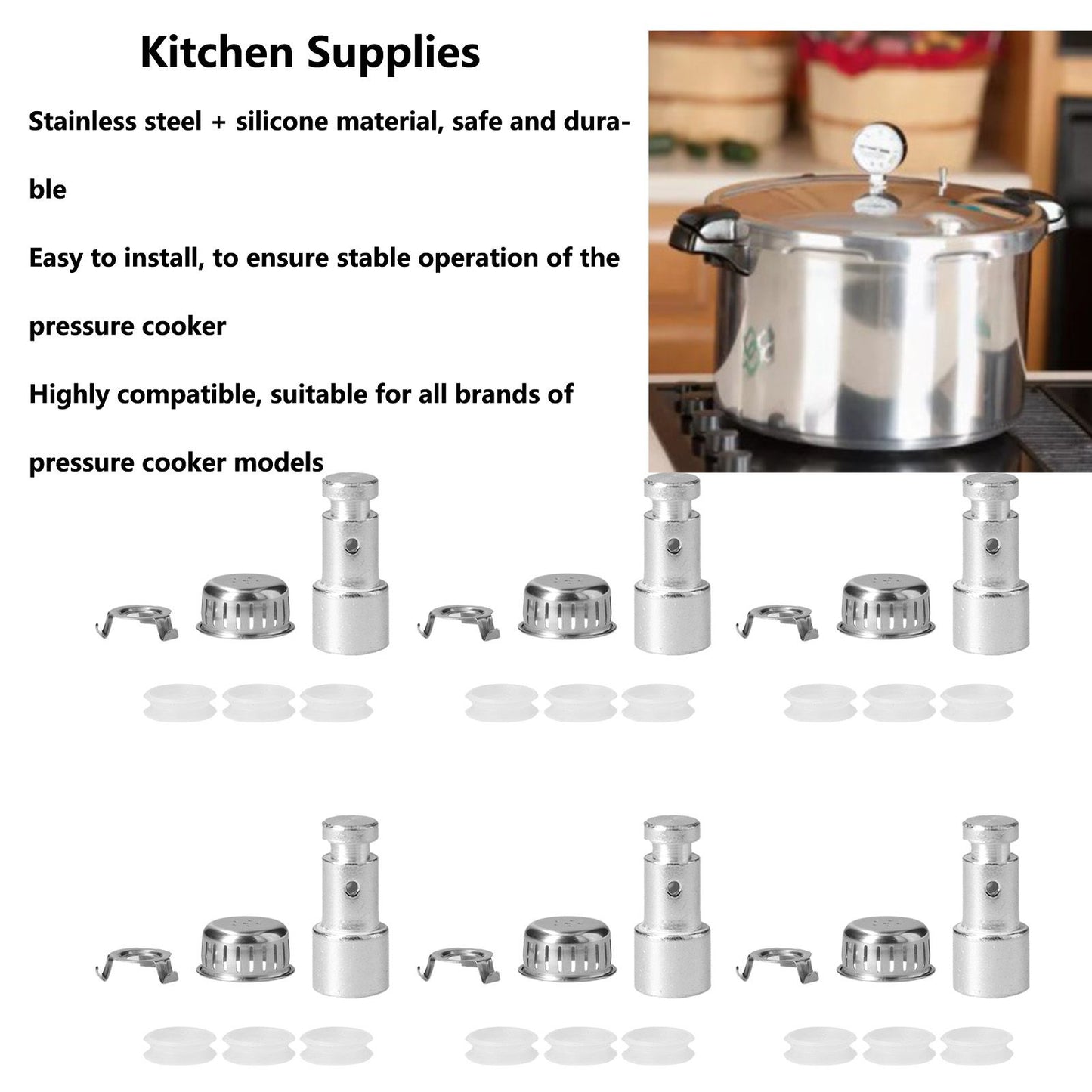 10Set Pressure Cooker Accessories Cover Anti Blocking Cover Bracket Float Valve Gasket Replacement V1294-YM0523-3113210244511