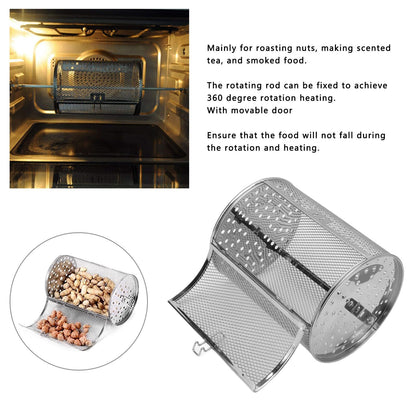 Oven Cage 360 Degree Rotatable Stainless Steel Oven Rack Roast Basket for Baking Nuts BBQ Roaster Tool V1294-YM0523-3113210245711