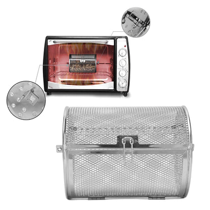 Oven Cage 360 Degree Rotatable Stainless Steel Oven Rack Roast Basket for Baking Nuts BBQ Roaster Tool V1294-YM0523-3113210245711